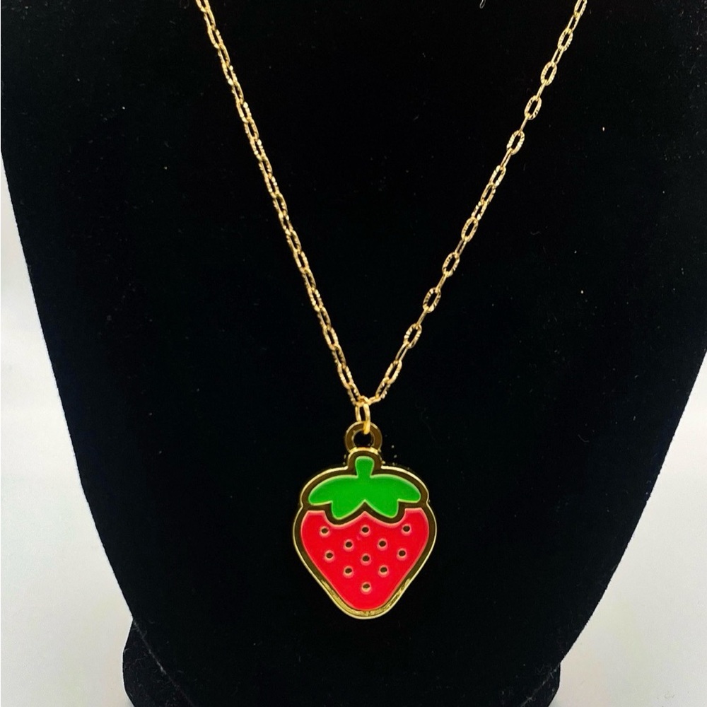 Gold Strawberry Pendant Necklace